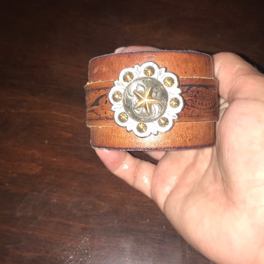 Leather concho cuff